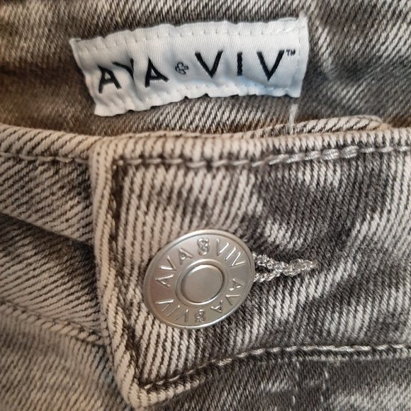 NWT!!!  Ava & Viv Acid Wash Shorts Grey - Picture 1 of 9